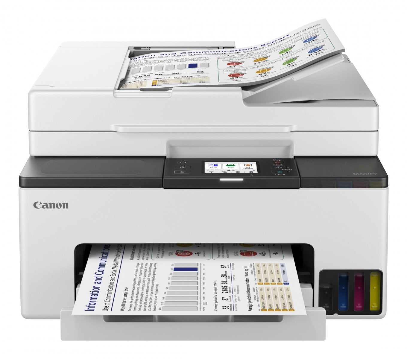 CANON MAXIFY GX2050 MFP colour inkjet refillable A4 15ipm Print 250sheets USB Wi-Fi LAN +1 ink set +2extra black bottles
