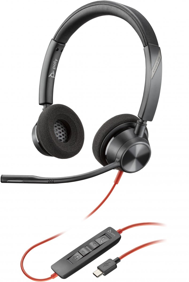 POLY Blackwire 3320 USB-C Headset Casque Avec fil Arceau Bureau/Centre d'appels USB Type-C Noir