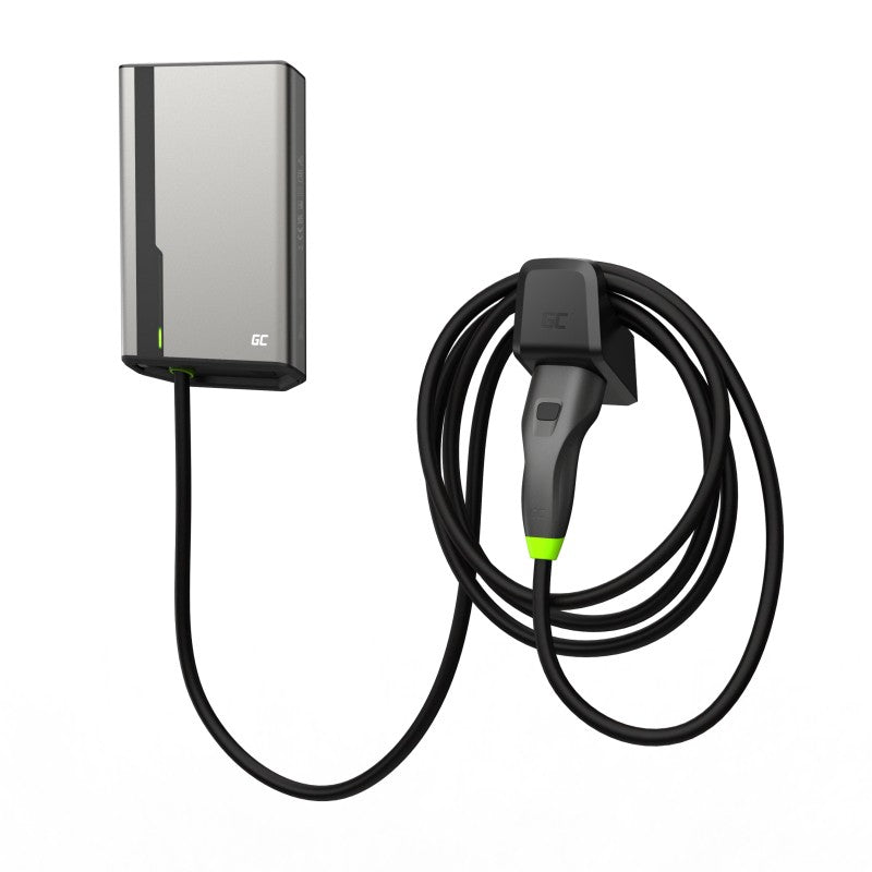 Green Cell EVGC021B2250 HabuDen Wallbox 22kW 32A 5m NFC Câble Type 2 Borne de recharge EV intelligente avec GC App Bluetooth WiFi
