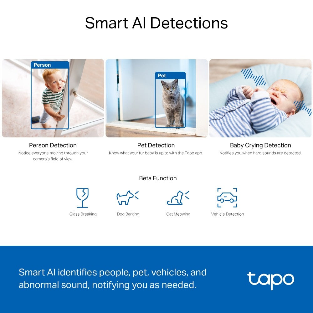 TP-LINK Pan/Tilt AI Home Security Wi-Fi Camera 3K 5MP 2880x1620 2.4GHz