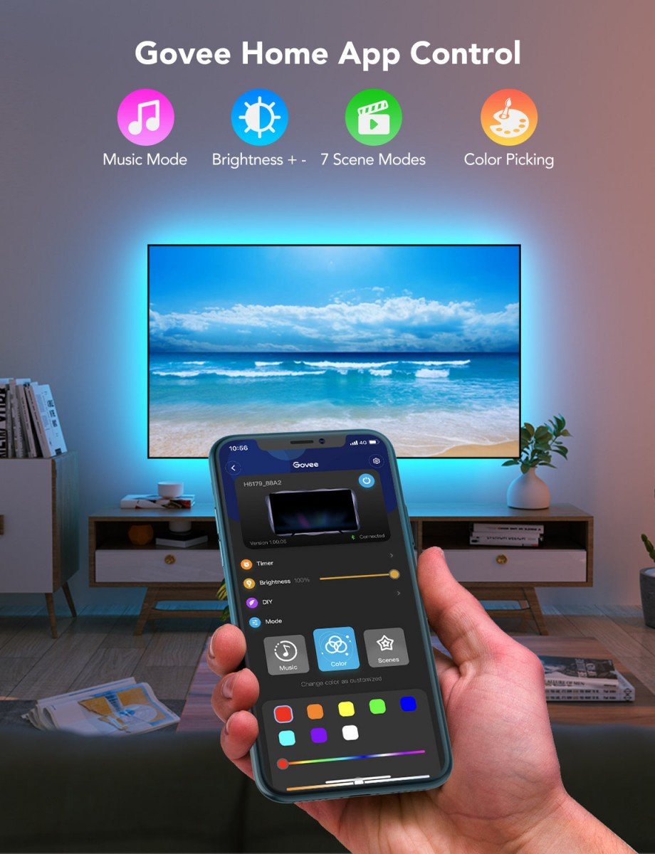 Govee H6179 rétroéclairage TV | Bande LED | pour TV 46-60 pouces, Bluetooth, RGB