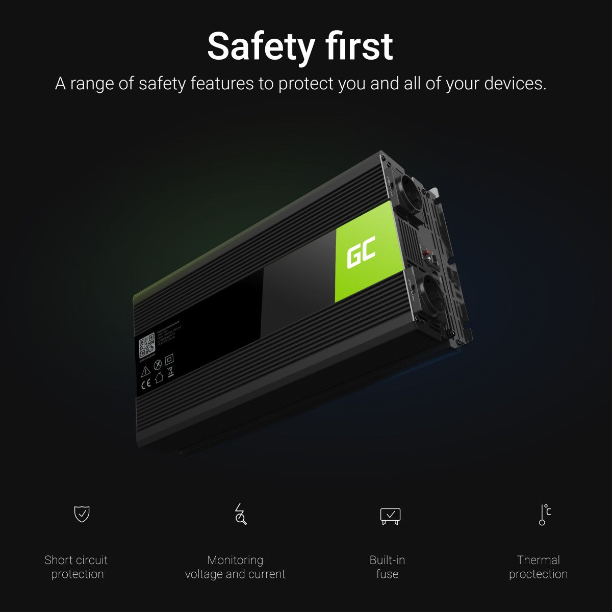 Green Cell INV15 adaptateur de puissance & onduleur Auto 3000 W Noir
