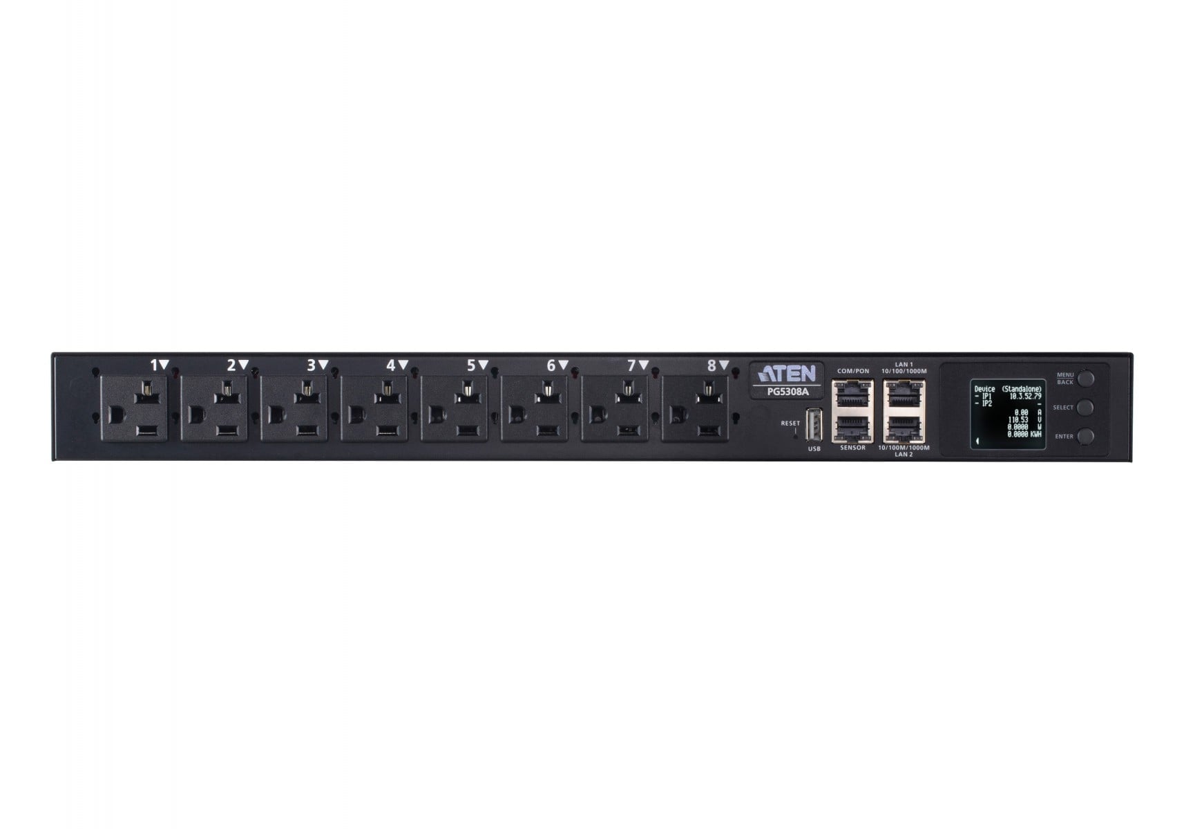 ATEN PG5308G ECO PDU MULTIPRISE IP 6xC13+2xC19 mesuré