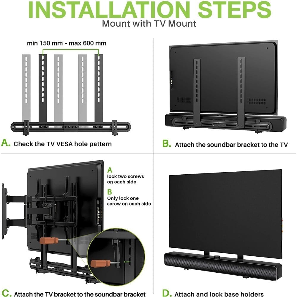 Support mural Techly ICA-SP-SB06 ou support VESA pour téléviseur pour haut-parleur Soundbar réglable