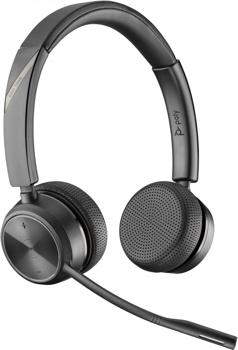HP Poly Savi 7220 Office Binaural DECT 1880-1900 MHz Headset Sans fil Arceau Bureau/Centre d'appels Socle de chargement Noir