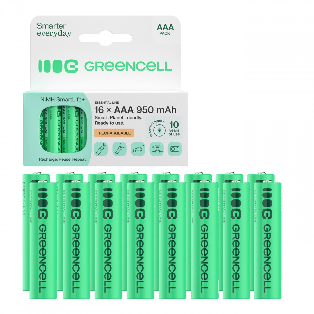 Green Cell GR12 Piles rechargeables 16x AAA R3 Ni-MH 950mAh