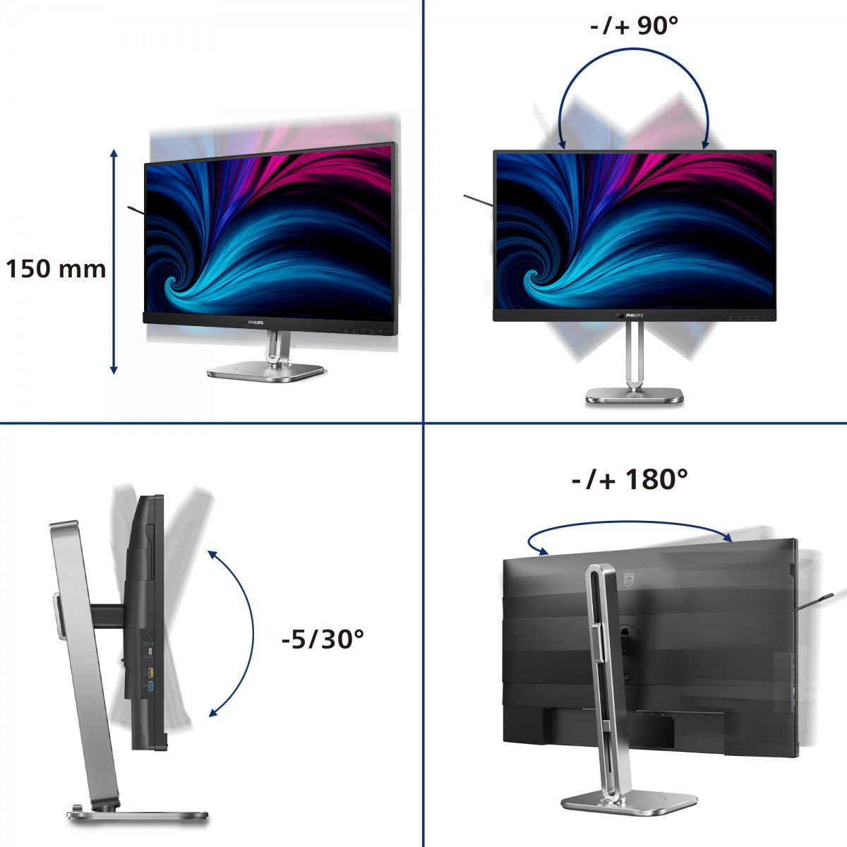 PHILIPS 27B2U6903/00 Ecran 27p UHD LED 16:9 IPS 75Hz 2xHDMI 2.0 DP 1.4 USB-C 3.2 Gen2