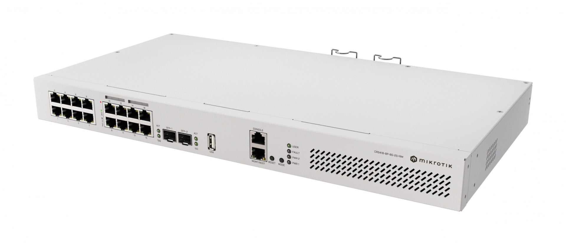 Mikrotik CRS418-8P-8G-2S+RM Cloud Router/Sw L2/L3 Gigabit Ethernet (10/100/1000) Connexion Ethernet, supportant l'alimentation via ce port (PoE) 1U