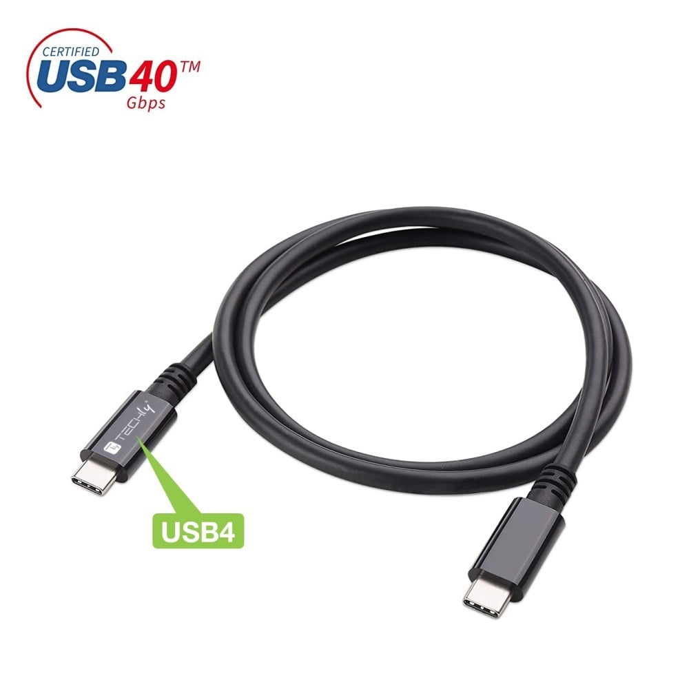 Techly ICOC MUSB40-CMCM08 Câble USB 4.0 USB-C vers USB-C Thunderbolt 4 PD M/M 80cm