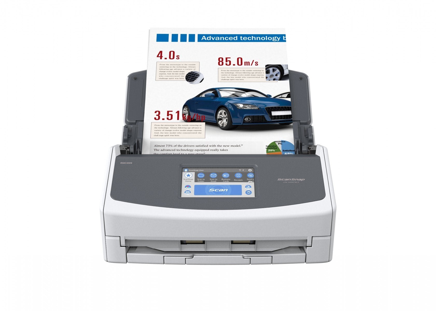 Fujitsu ScanSnap iX1600 Numériseur chargeur automatique de documents (adf) + chargeur manuel 600 x 600 DPI A4 Noir, Blanc