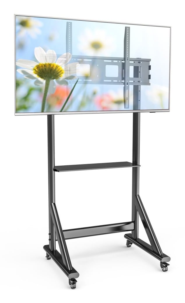 Techly ICA-TR7412 Support TV mobile 55-100” jusqu'a 120kg étagere AV réglable