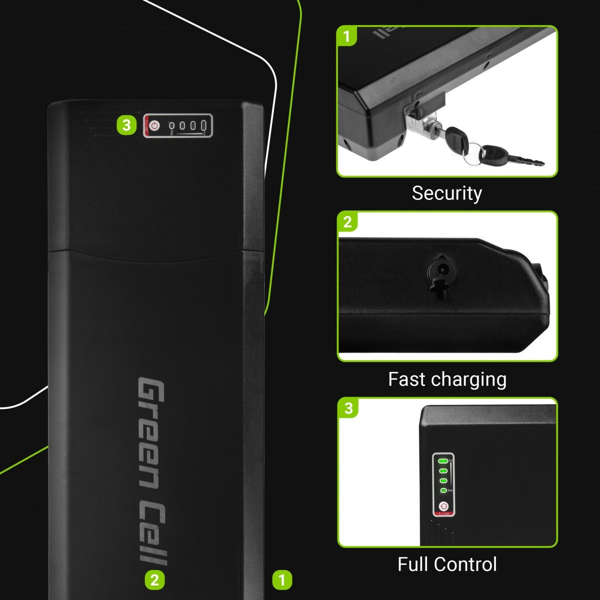 Green Cell EBIKE50STD Batterie 13Ah (312Wh) pour vélo électrique E-Bike 24V