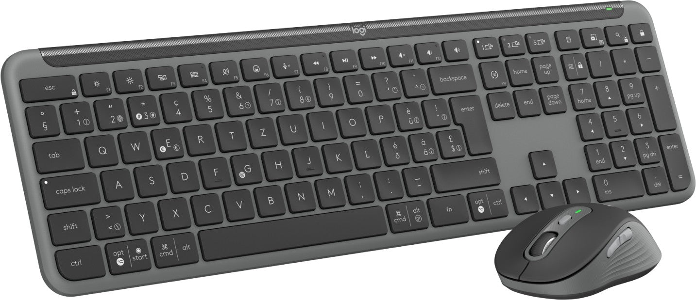 Logitech Signature Slim MK950 for Business clavier Souris incluse Bureau RF sans fil + Bluetooth QWERTZ Suisse Graphite