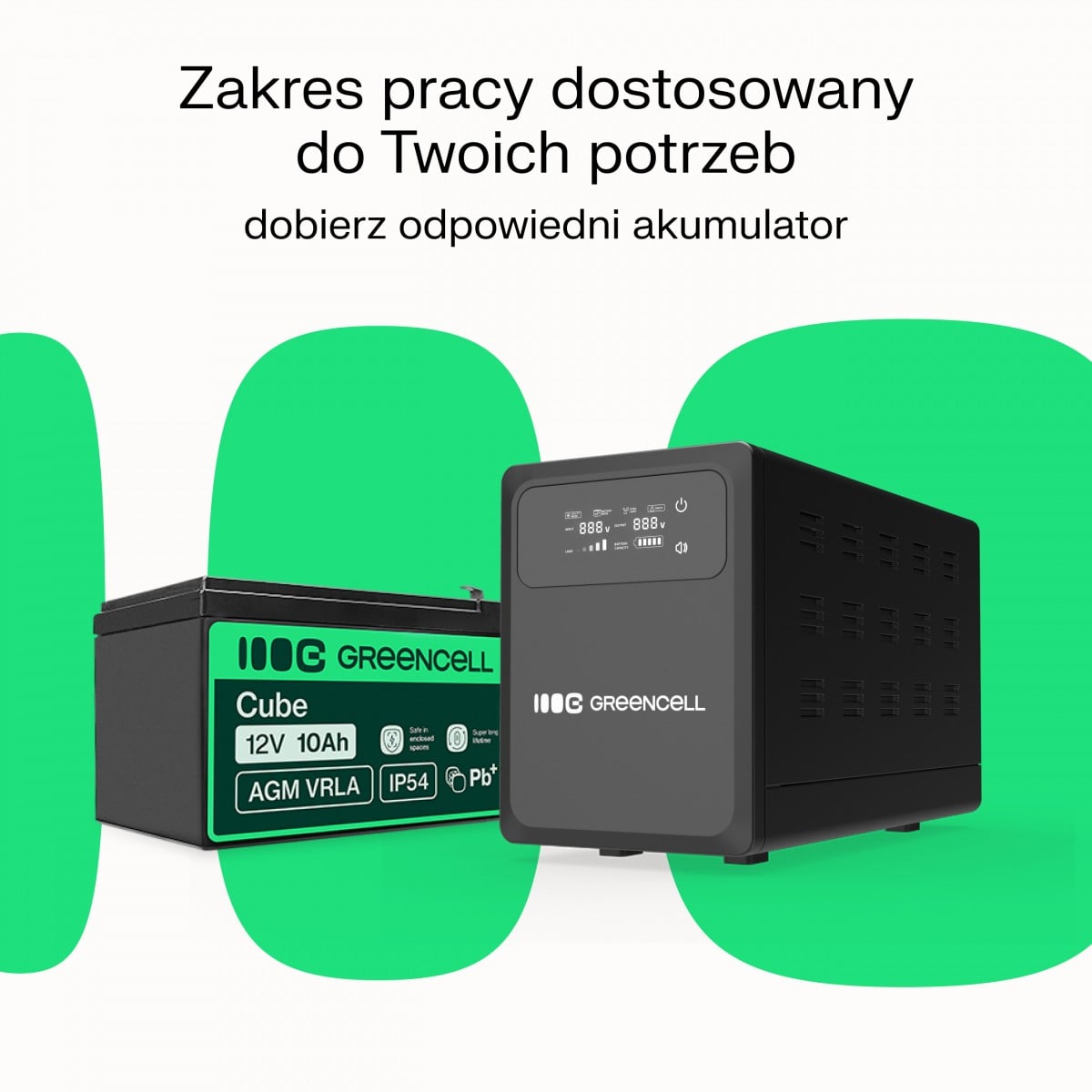 Green Cell UPSLPPC800 Onduleur AVR UPS 1200VA 800W PowerCore 12 VDC avec écran LCD
