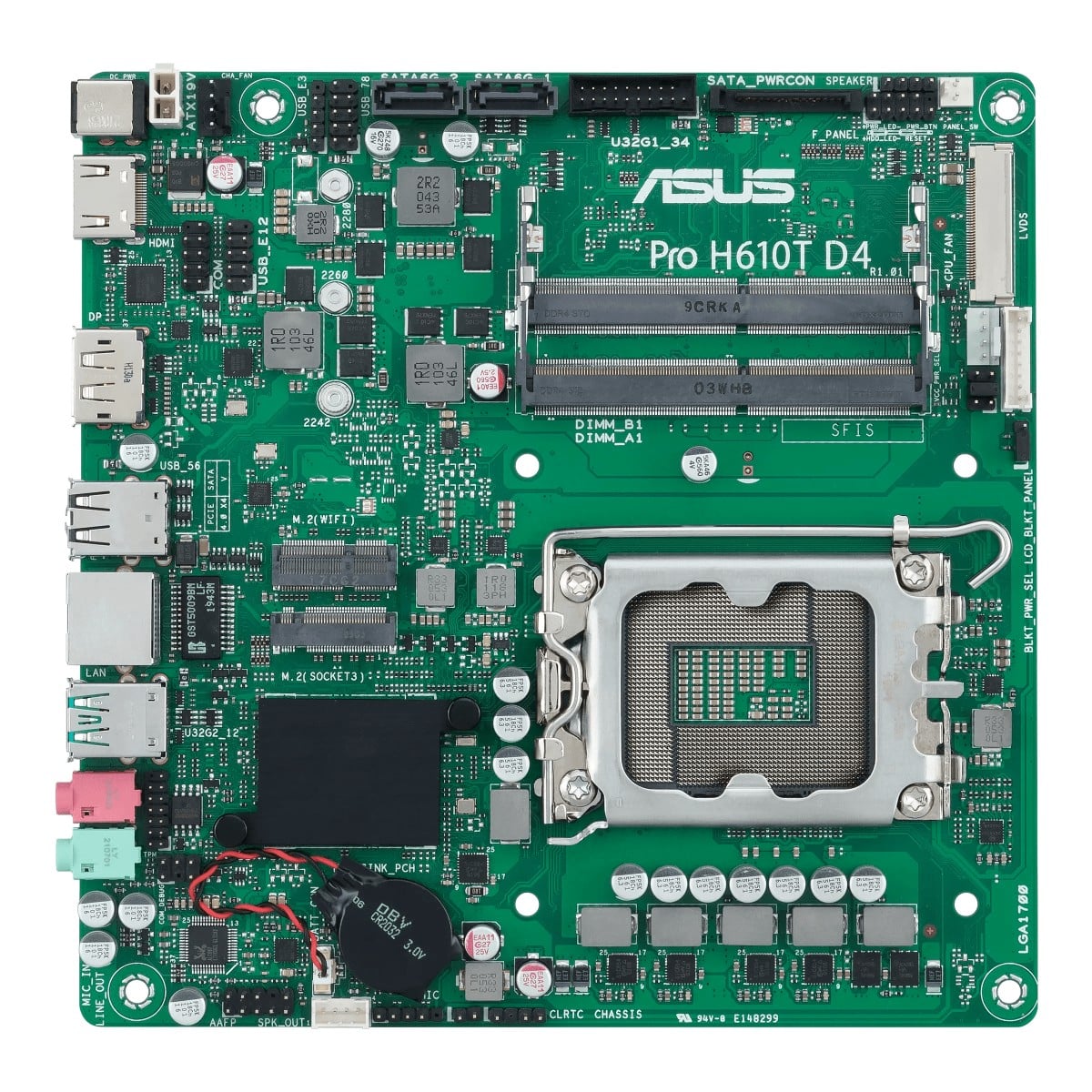 ASUS PRO H610T D4-CSM LGA1700 DDR4 1xHDMI 2.1 1xDP 1xPCIe 2xM.2 2xSATA 4xUSB Thin Mini ITX MB
