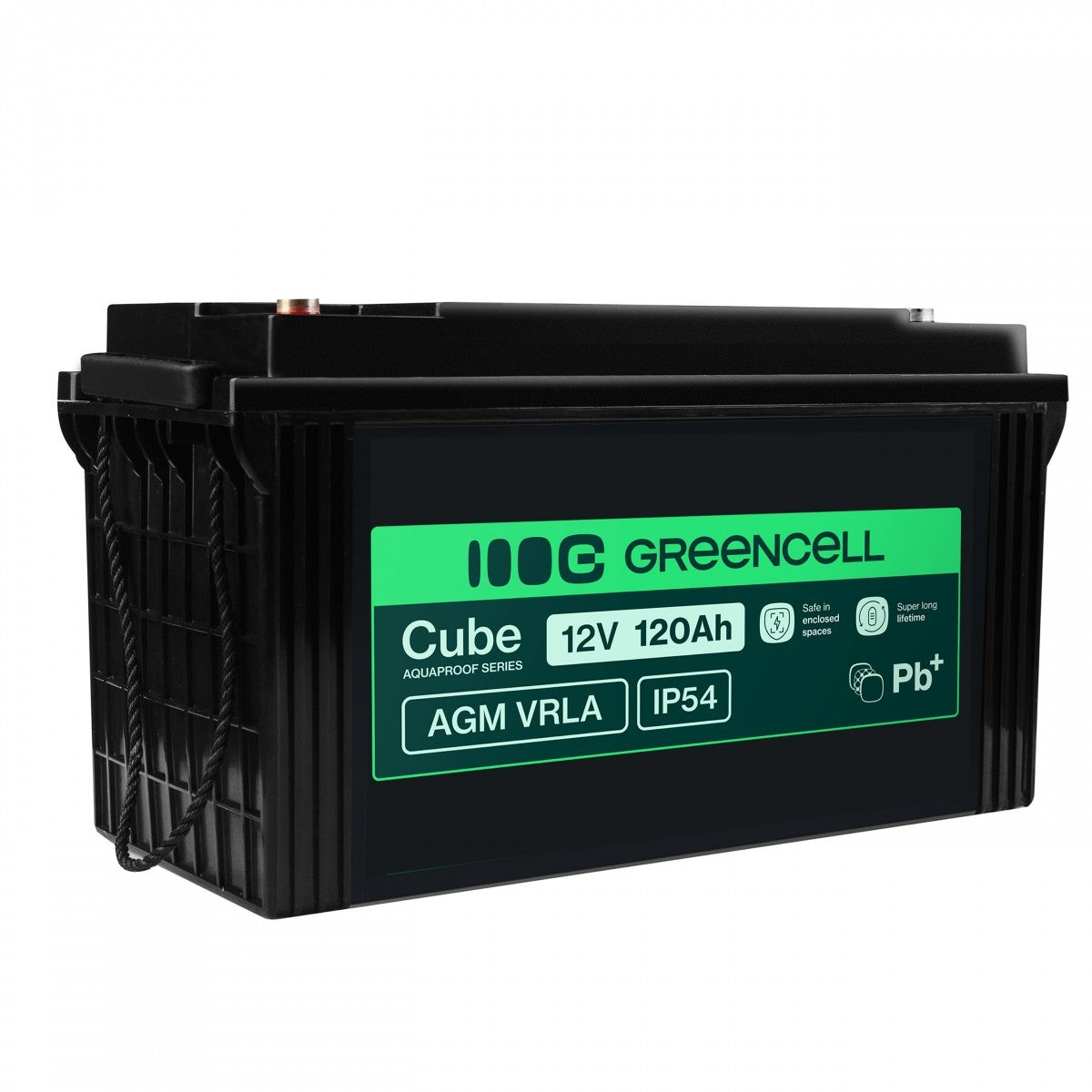 Green Cell AGM12V120AH-J AGM VRLA 12V 120Ah sans entretien Batterie pour bateaux, panneaux solaires (173x406x233mm)