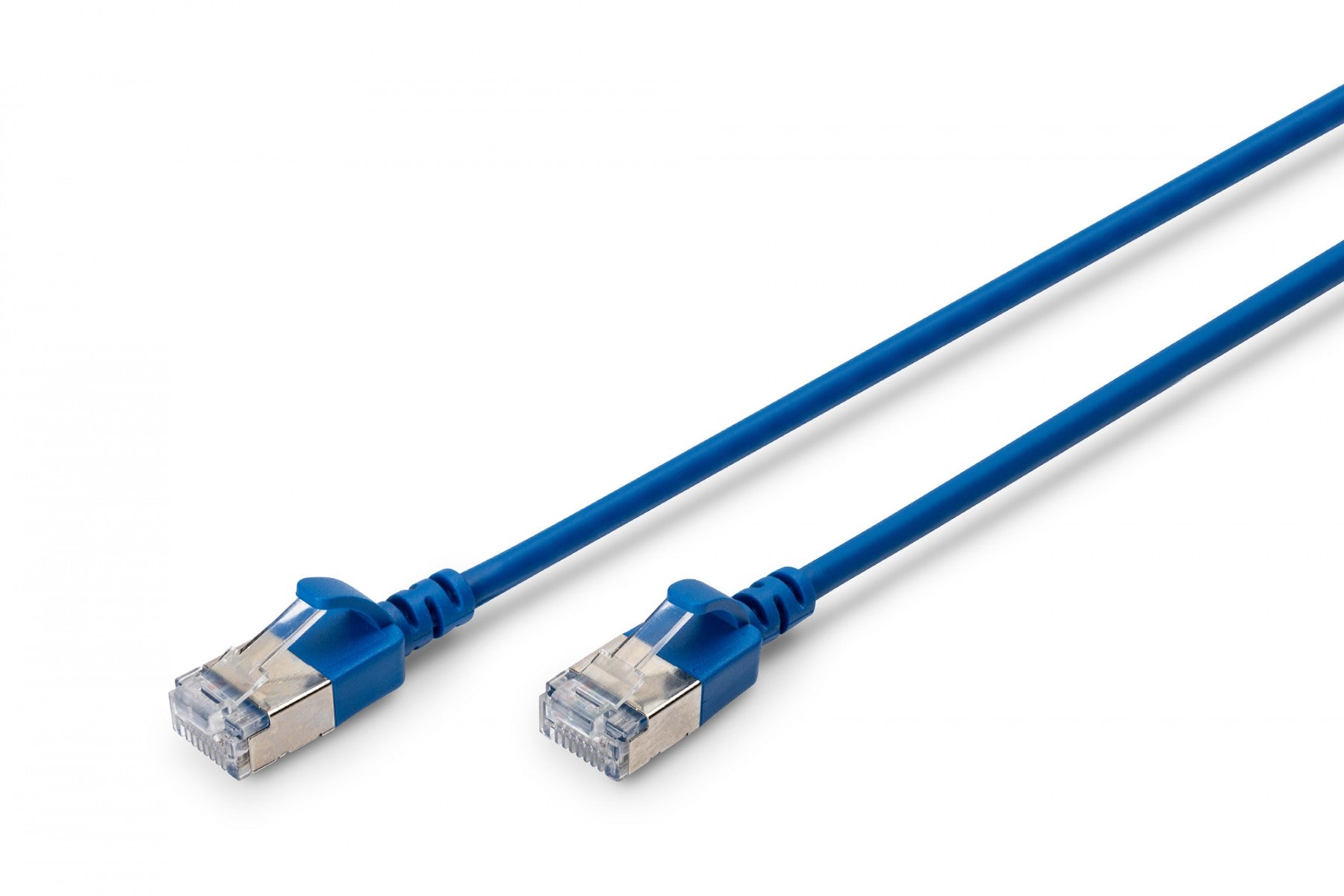 Câble patch RJ45-RJ45 slim, Cat. 6A, F/FTP, AWG 32/7, LSOH, 0,5 m, bleu