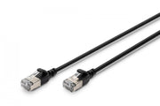 Câble patch RJ45-RJ45 slim, Cat. 6A, F/FTP, AWG 32/7, LSOH, 1 m, noir