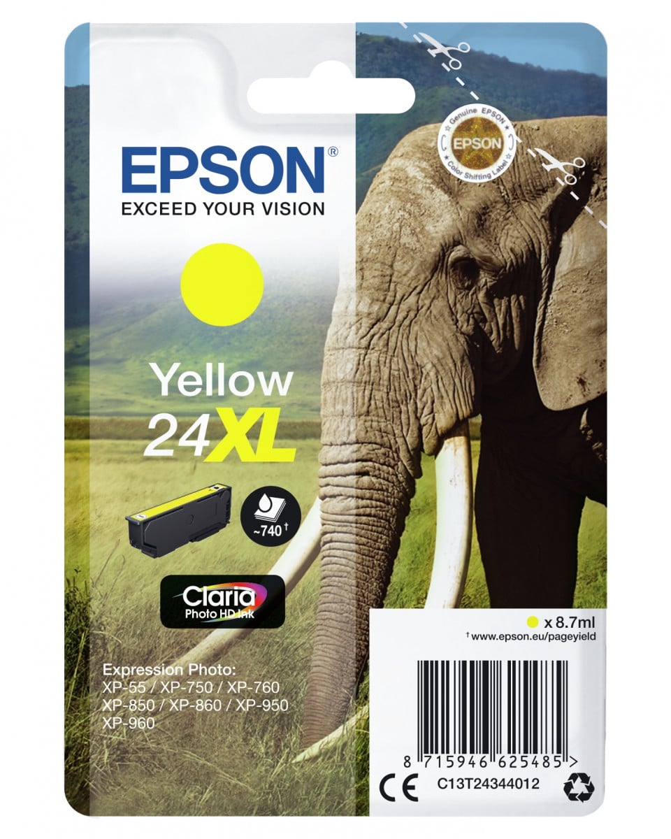 EPSON 3LB 24XL ink cartridge yellow high capacity 8.7ml 740 pages 1-pack RF-AM blister w/s