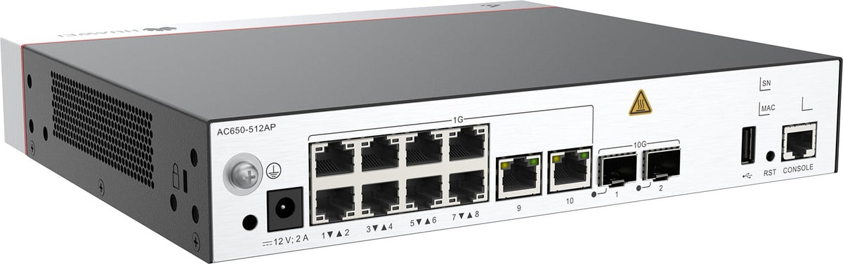 Contrôleur Huawei AC650-512AP, châssis principal AC650-512AP (ports électriques 10*GE, ports optiques 2*10GE, avec l'adaptateur AC/DC)