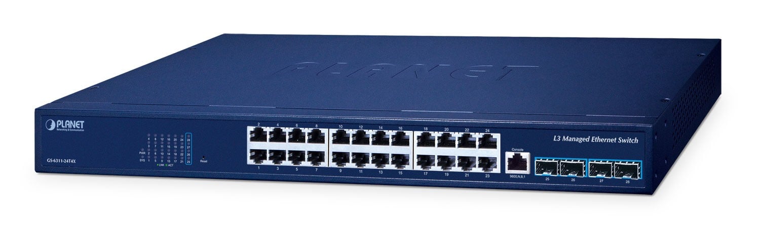 Planet GS-6311-24T4X Commutateur Ethernet Gigabit géré de couche 3 24 ports PoE