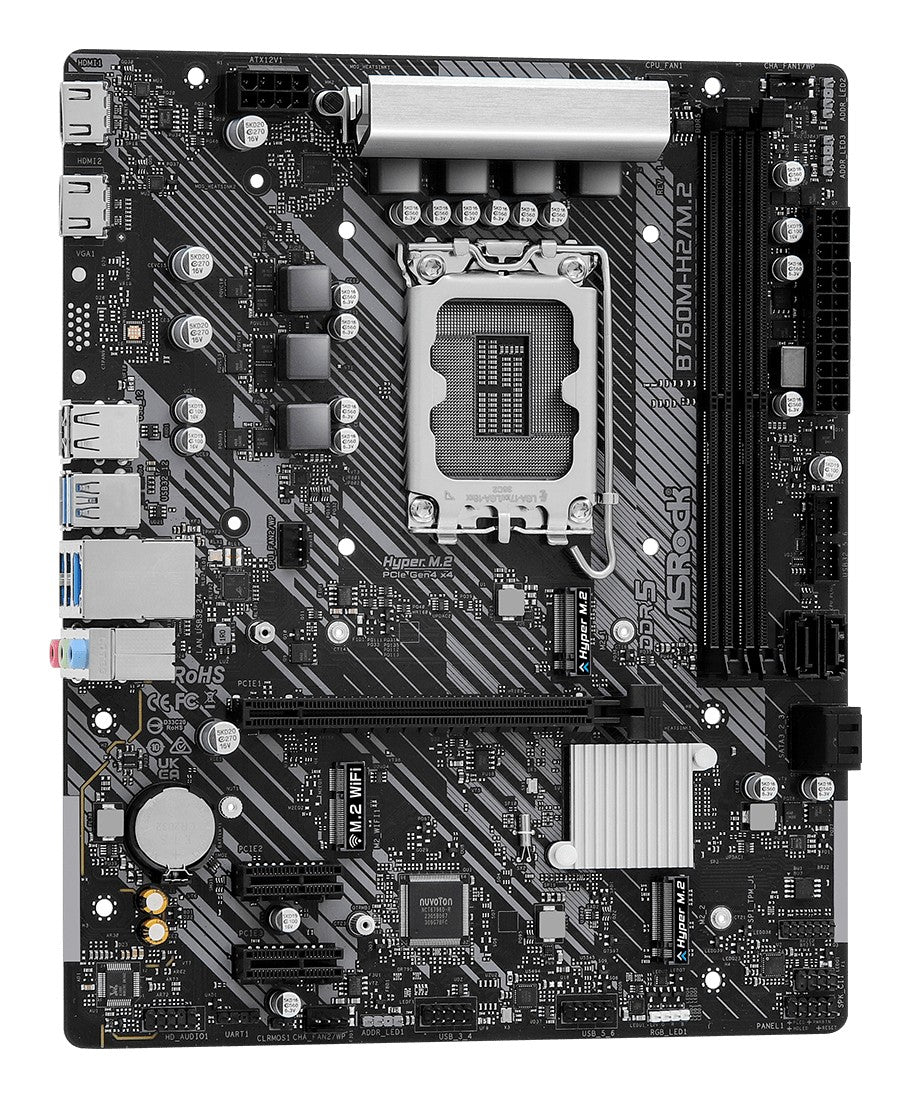 ASRock B760M-H2/M.2 Carte mere Micro ATX avec DDR5 et Ethernet 2.5 Gigabit