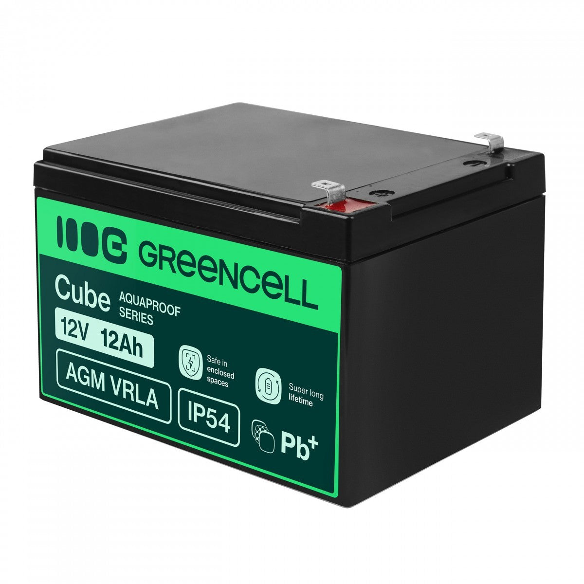 Green Cell AGM12V12AH-J AGM VRLA 12V 12Ah sans entretien Batterie pour caisse enregistreuse, jouet, caméra (152x99x100mm)