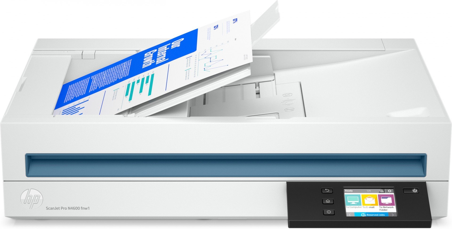 HP Scanjet Pro N4600 fnw1 Scanner a plat et chargeur automatique 1200 x 1200 DPI A5 Blanc