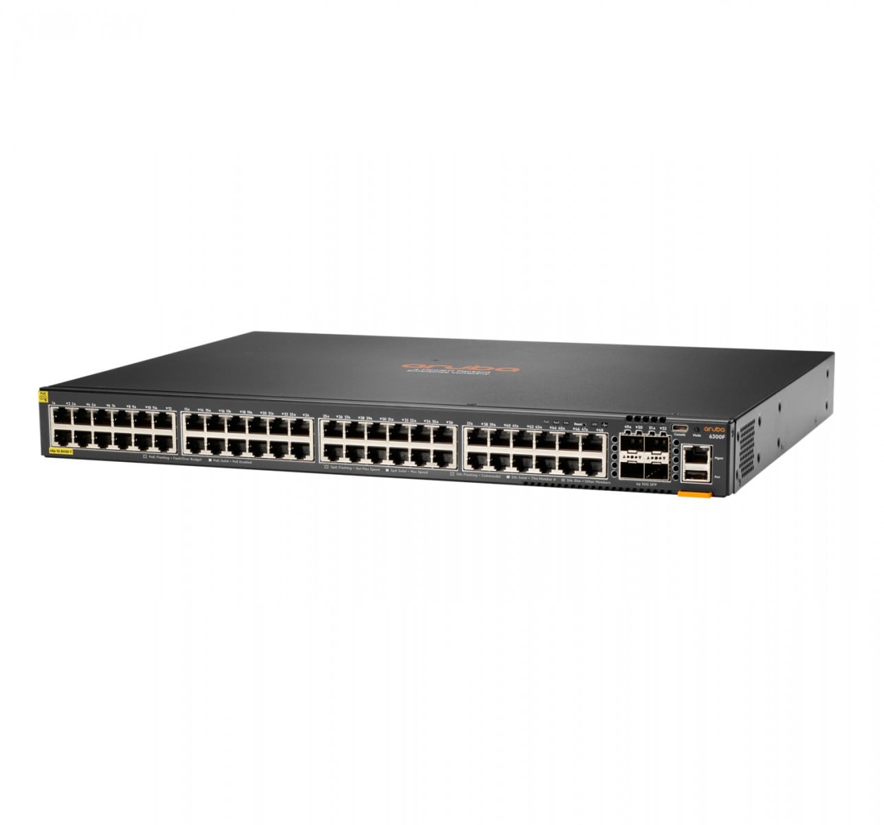 Hewlett Packard Enterprise Aruba 6300F 48-port 1GbE Class 4 PoE & 4-port SFP56 Géré L3 Gigabit Ethernet (10/100/1000) Connexion Ethernet, supportant l'alimentat