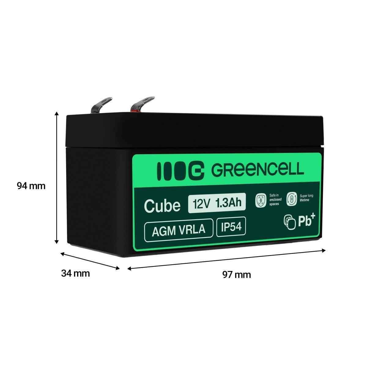 Green Cell AGM Battery 12V 1.3Ah - Battery - Mono (D)