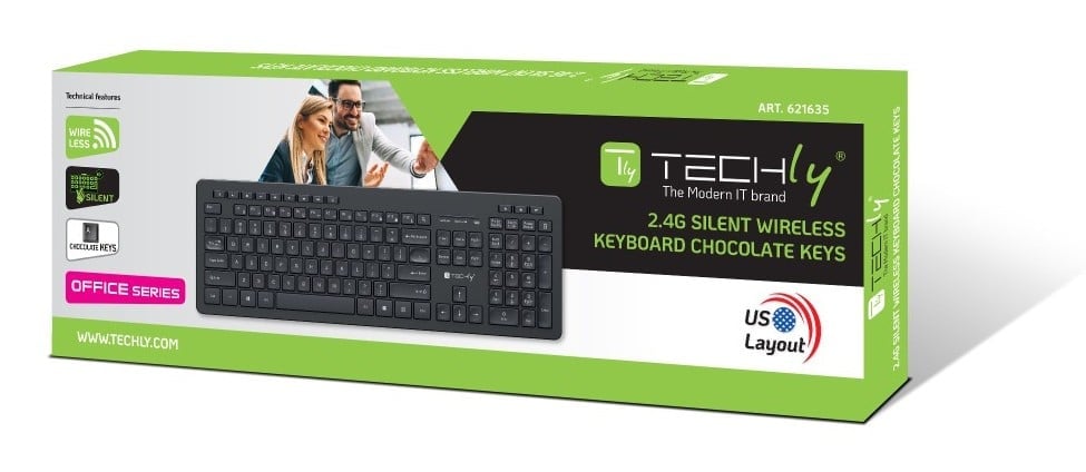 Clavier sans fil Techly ICTWC006-US RF 2.4GHz USB Chocolat