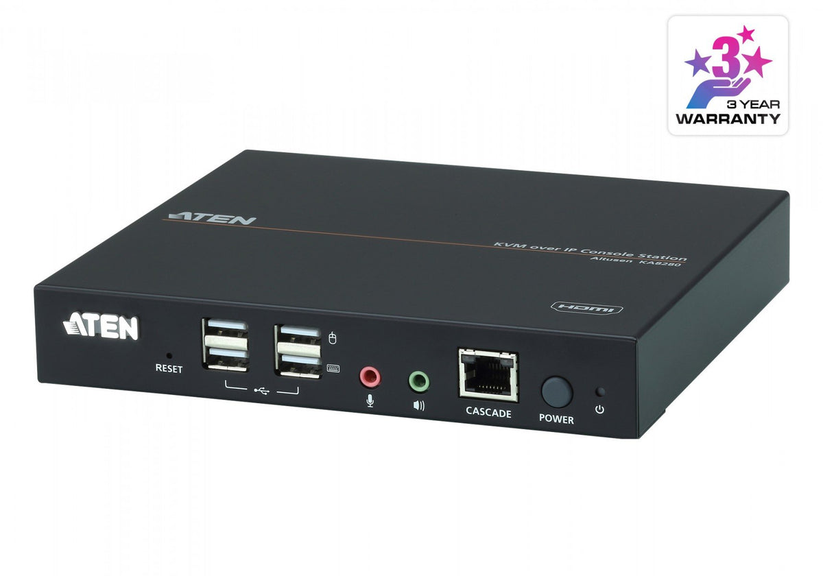 Station console KVM HDMI sur IP - 1920 x 1200 pixels - Ethernet/LAN - Full HD+ - Grille de montage - 4,66 W - Noir