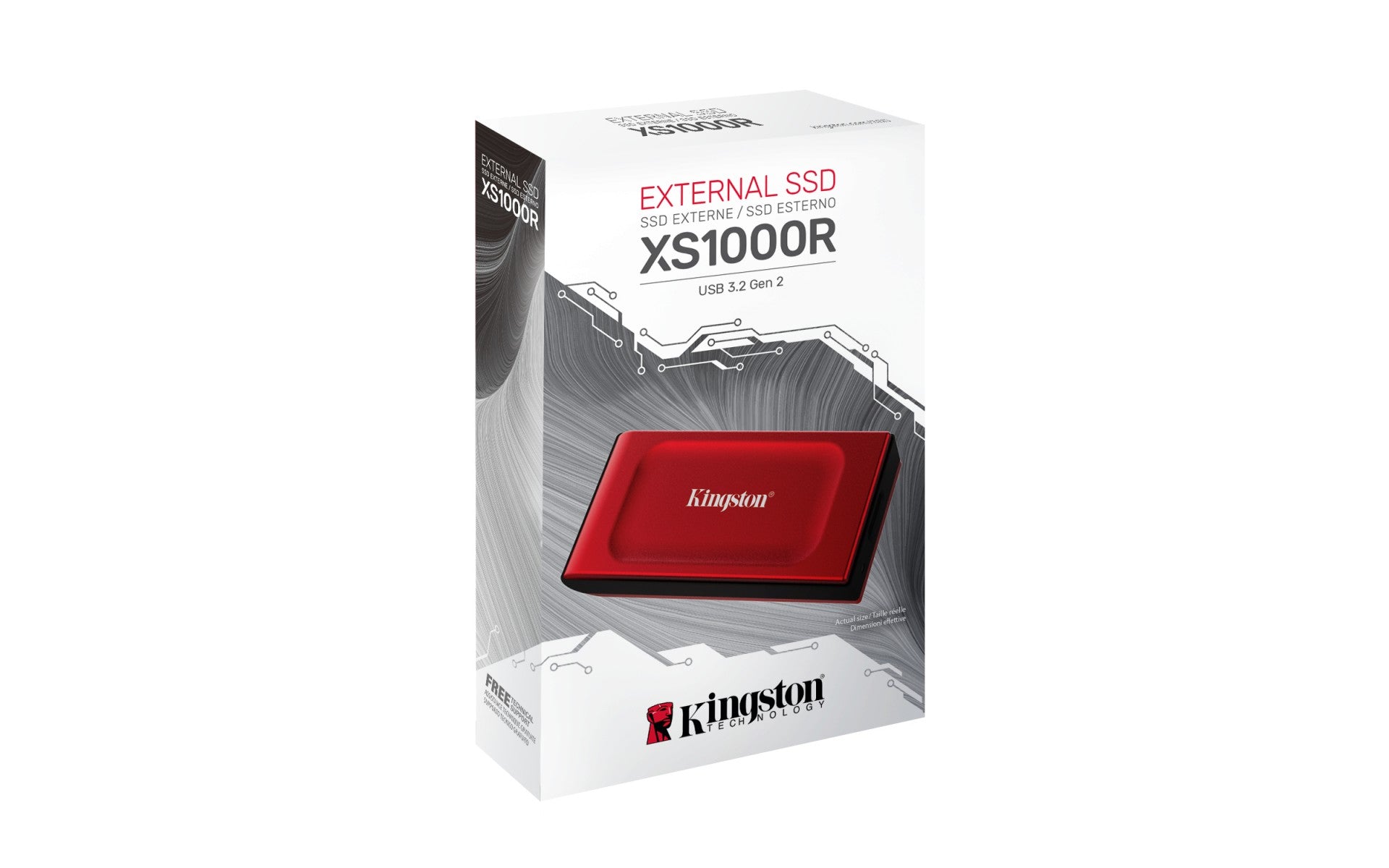 KINGSTON XS1000R 1To SSD Pocket-Sized USB 3.2 Gen 2 External Solid State Drive Red