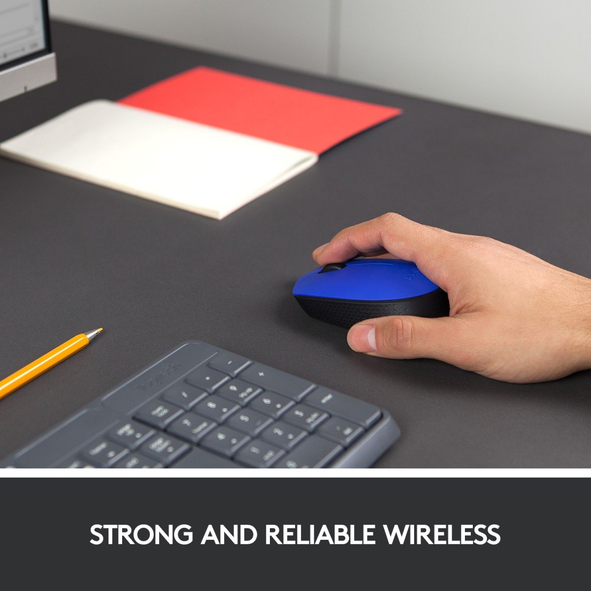 LOGITECH M171 Mouse right and left-handed wireless 2.4 GHz USB wireless receiver black blue