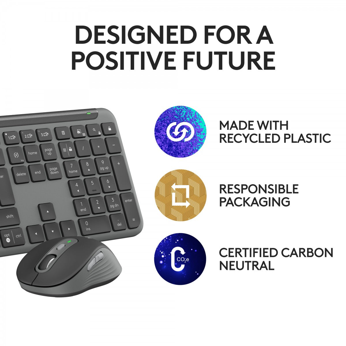 Logitech 920-012508 clavier Souris incluse Bureau RF sans fil + Bluetooth QWERTY US International Graphite