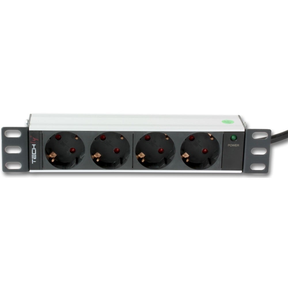 Techly I-CASE M10-4D Multiprise 10' 1U X4 - Prises Schuko
