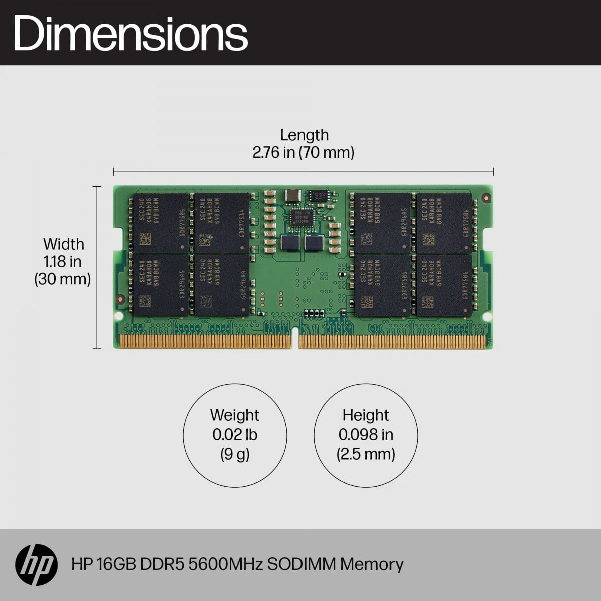 HP 83P91AA module de mémoire 5600 MT/s 262-pin SO-DIMM