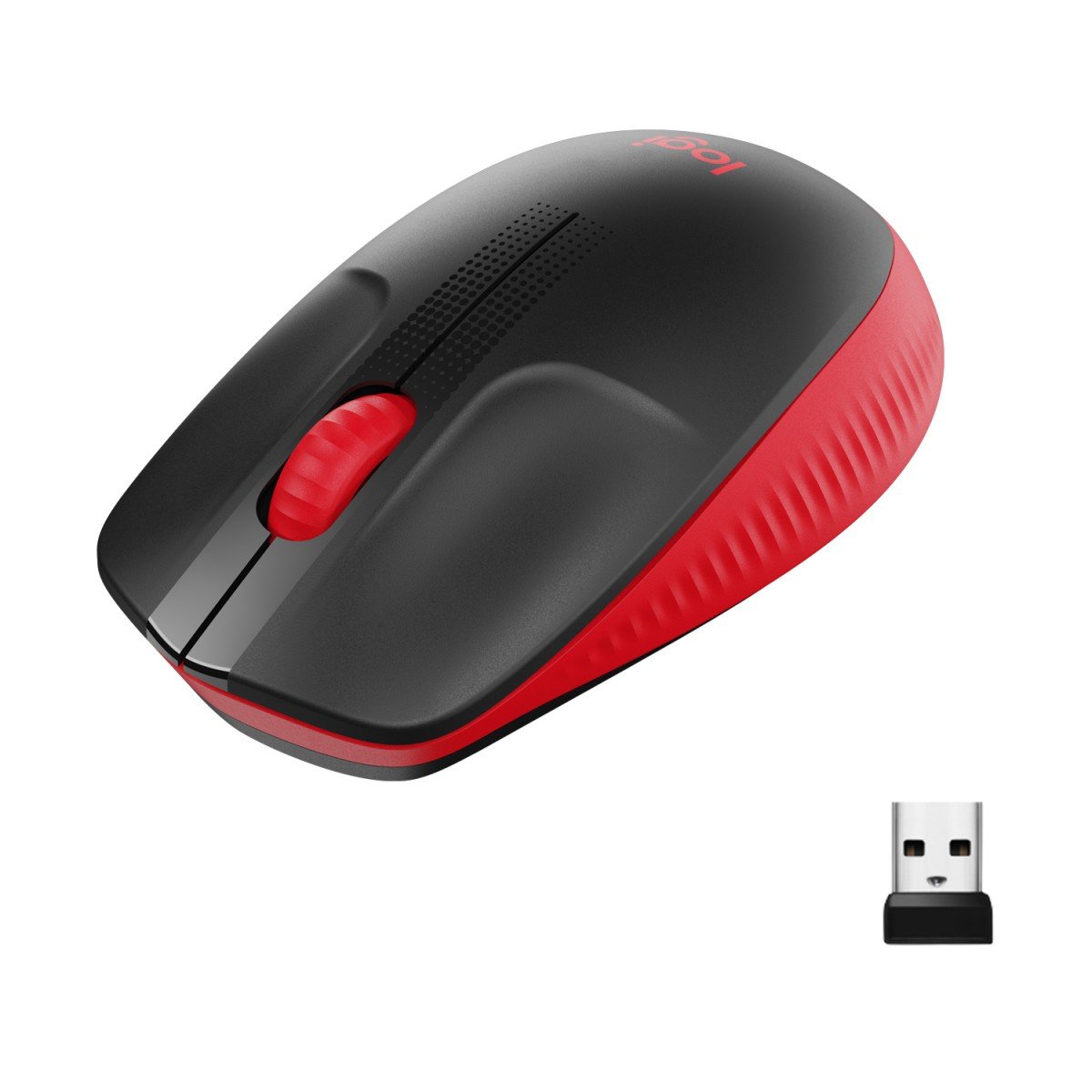 LOGITECH M190 Mouse optical 3 buttons wireless USB wireless receiver red