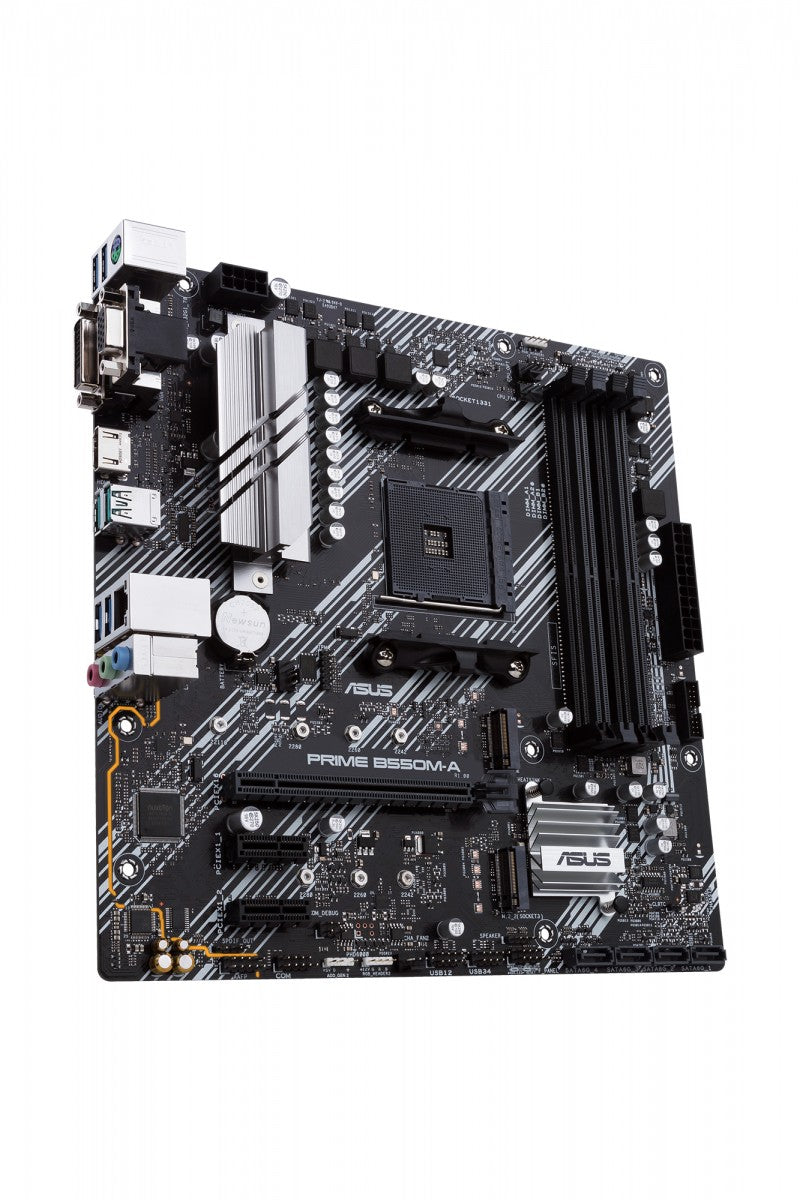 ASUS PRIME B550M-A mATX MB dual M.2 PCIe 4.0 1Gb Ethernet HDMI/D-Sub/DVI SATA 6Gbps USB3.2 Gen 2 Type-A