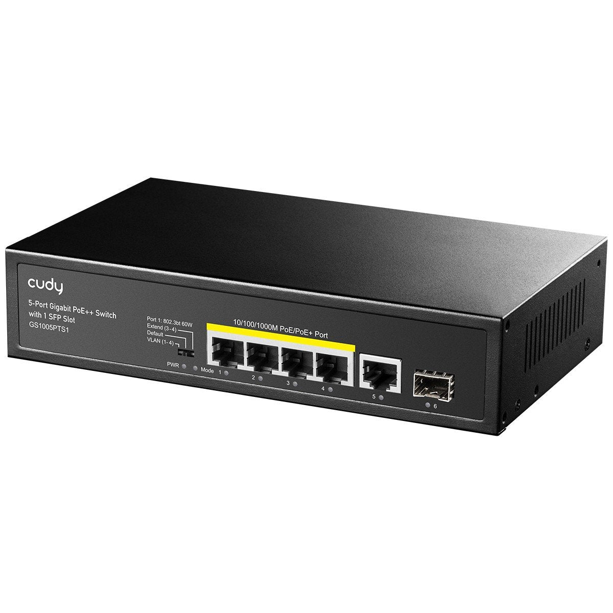 Cudy GS1005PTS1 commutateur réseau Gigabit Ethernet (10/100/1000) Connexion Ethernet, supportant l'alimentation via ce port (PoE) Noir