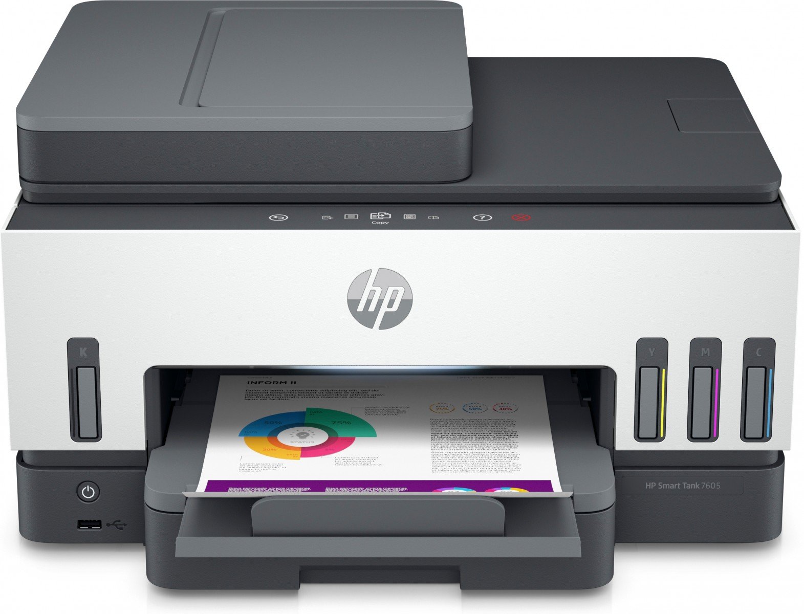 HP Smart Tank 7605 All-in-One MFP colour inkjet refillable A4 13ppm Copy 15ppm Print 250sheets USB Wi-Fi Bluetooth