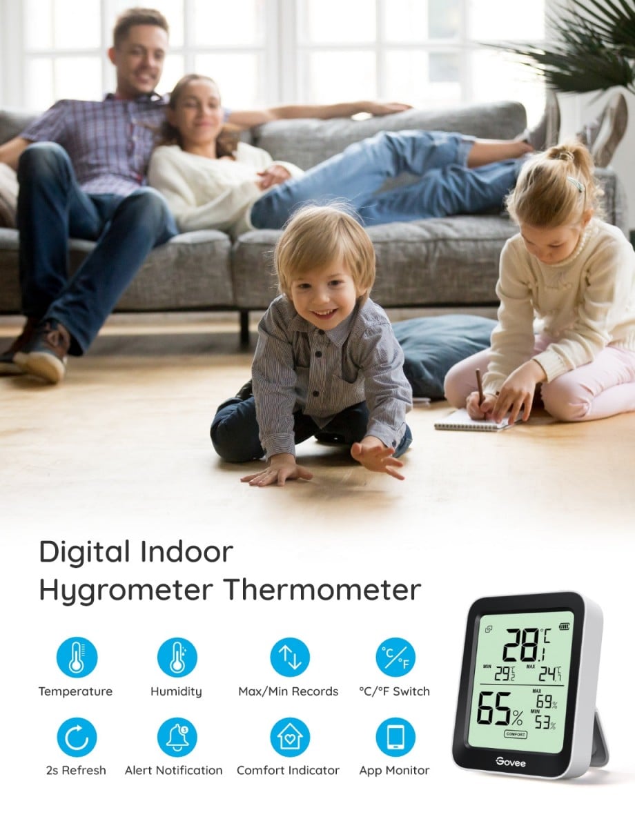 Govee H5075001 Thermometre Hygrometre Bluetooth avec Écran