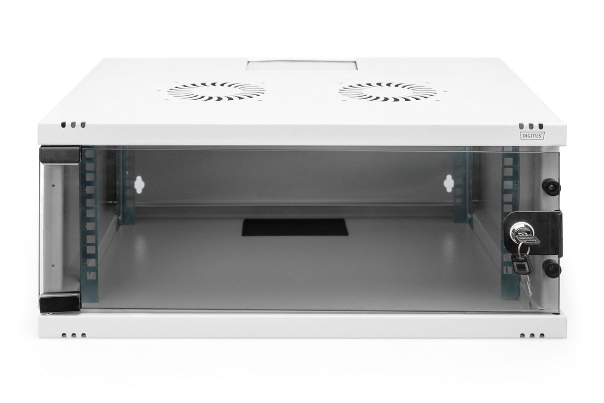 "Armoire réseau murale 19"" 4U, SOHO 241 x 540 x 400 mm, porte en verre, gris, non assemblée, 60 kg"