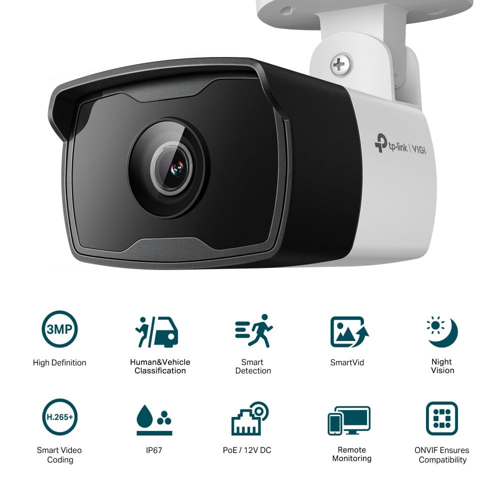 TP-Link VIGI C330I(6MM) caméra de sécurité Balle (forme) Caméra de sécurité IP Extérieure 2304 x 1296 pixels Plafond/Mur/Poteau