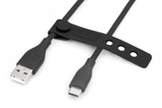Câble d'alimentation en silicone USB-A - USB-C, USB 2.0 60W, 2m noir