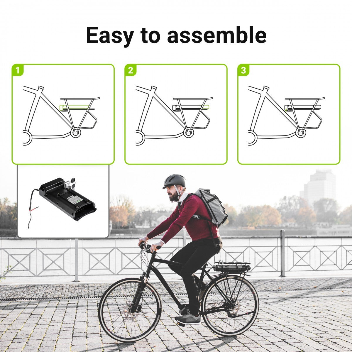 Green Cell EBIKE50STD Batterie 13Ah (312Wh) pour vélo électrique E-Bike 24V