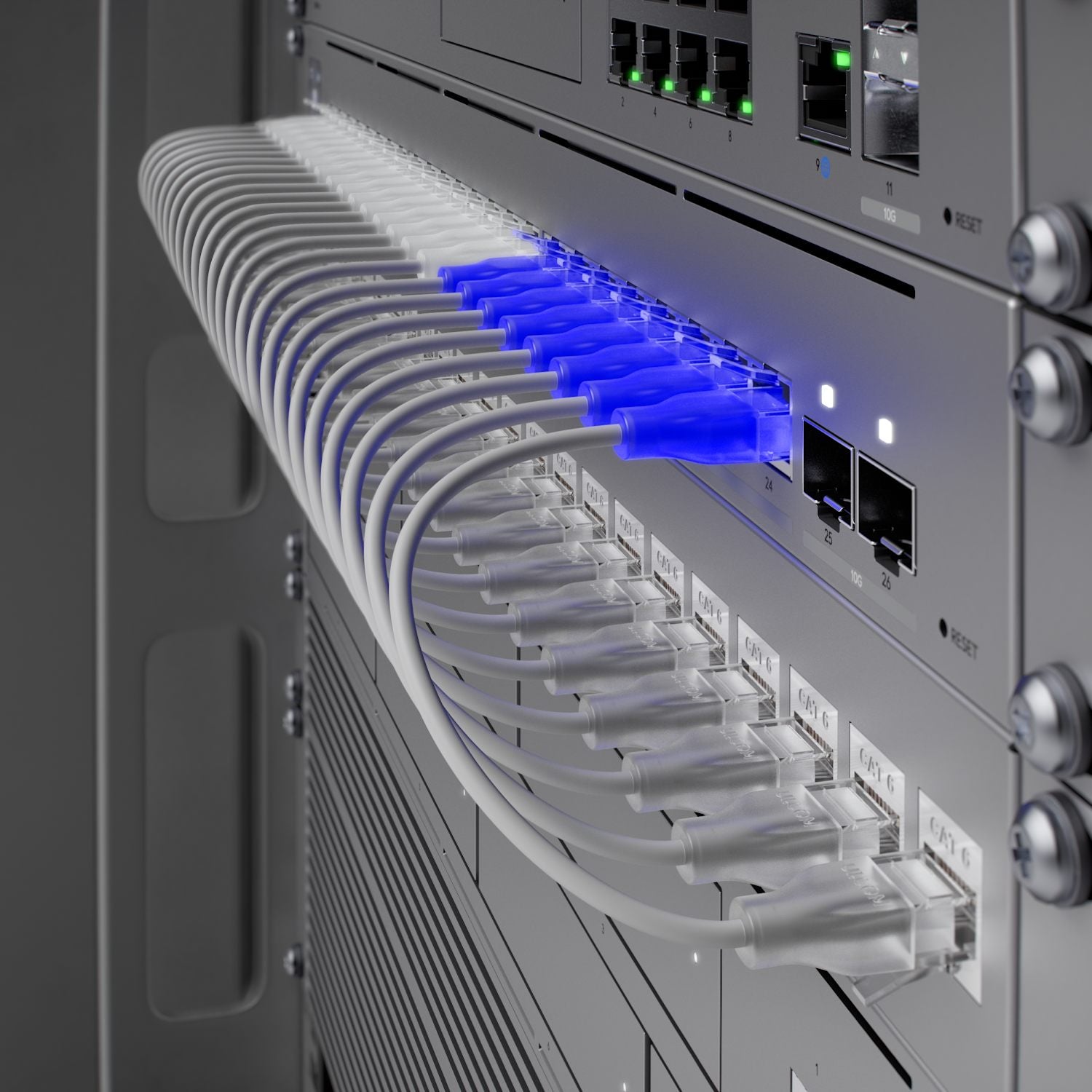 Ubiquiti UACC-Cable-Patch-EL-0.15M-W Câble de patch UniFi avec capuchon translucide RJ45 et prise en charge d'Etherlighting lorsqu'il est associé a un switch Un
