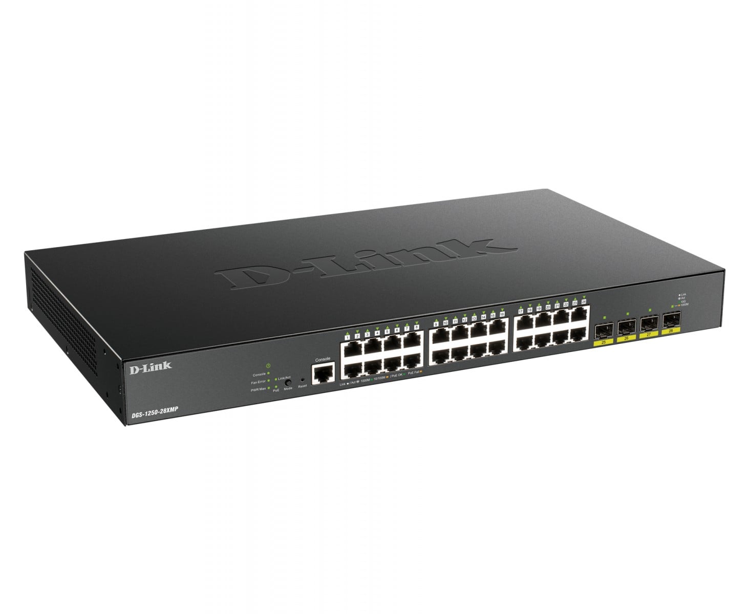 D-Link DGS-1250-28XMP commutateur réseau Géré L3 Gigabit Ethernet (10/100/1000) Connexion Ethernet, supportant l'alimentation via ce port (PoE) Noir