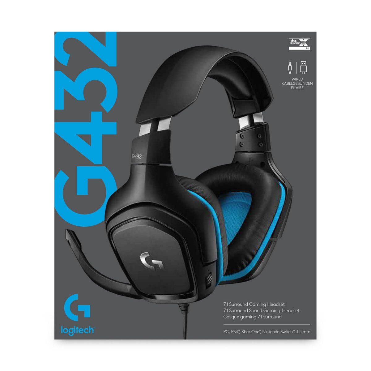 LOGITECH Gaming Headset G432 Headset 7.1 channel full size wired USB 3.5 mm jack black