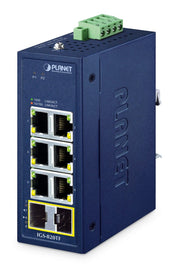 PLANET IP30 ?Compact size 6-Port IGS-820TF Non-géré Gigabit Ethernet (10/100/1000) Bleu